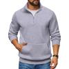 COOFANDY Mens Quarter Zip Pullover Fleece Lined Sweatshirts Long Sleeve Mock Neck Sweater with Pocket(Light Grey)