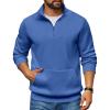 COOFANDY Mens Quarter Zip Pullover Fleece Lined Sweatshirts Long Sleeve Mock Neck Sweater with Pocket(Royal Blue)