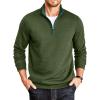 COOFANDY Mens Quarter Zip Pullover Mock Neck Quilted Sweatshirt Casual Long Sleeve Polo Sweater(Army Green)