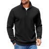 COOFANDY Mens Quarter Zip Pullover Sweatshirts Lightweight Long Sleeve Mock Neck Sweater Polo(Black)