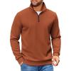 COOFANDY Mens Quarter Zip Pullover Sweatshirts Lightweight Long Sleeve Mock Neck Sweater Polo(Caramel)