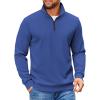 COOFANDY Mens Quarter Zip Pullover Sweatshirts Lightweight Long Sleeve Mock Neck Sweater Polo(Dark Blue)