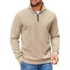 COOFANDY Mens Quarter Zip Pullover Sweatshirts Lightweight Long Sleeve Mock Neck Sweater Polo(Khaki)