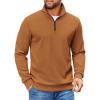 COOFANDY Mens Quarter Zip Pullover Sweatshirts Lightweight Long Sleeve Mock Neck Sweater Polo(Light Brown)