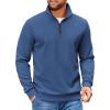 COOFANDY Mens Quarter Zip Pullover Sweatshirts Lightweight Long Sleeve Mock Neck Sweater Polo(Slate Blue)