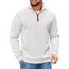 COOFANDY Mens Quarter Zip Pullover Sweatshirts Lightweight Long Sleeve Mock Neck Sweater Polo(White)