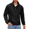 COOFANDY Mens Quarter Zip Sweatshirt Long Sleeve Casual Waffle Pullover Hoodies with Pocket(Black)