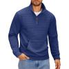COOFANDY Mens Quarter Zip Sweatshirt Long Sleeve Casual Waffle Pullover Hoodies with Pocket(Blue)
