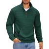 COOFANDY Mens Quarter Zip Sweatshirt Long Sleeve Casual Waffle Pullover Hoodies with Pocket(Green)