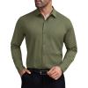 COOFANDY Mens Stretch Dress Shirts Muscle Fit Wrinkle Free Long Sleeve Button Down Shirt Business Casual Shirts(Army Green)