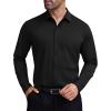 COOFANDY Mens Stretch Dress Shirts Muscle Fit Wrinkle Free Long Sleeve Button Down Shirt Business Casual Shirts(Black)