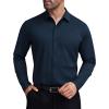 COOFANDY Mens Stretch Dress Shirts Muscle Fit Wrinkle Free Long Sleeve Button Down Shirt Business Casual Shirts(Deep Blue)