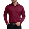 COOFANDY Mens Stretch Dress Shirts Muscle Fit Wrinkle Free Long Sleeve Button Down Shirt Business Casual Shirts(Deep Red)