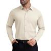 COOFANDY Mens Stretch Dress Shirts Muscle Fit Wrinkle Free Long Sleeve Button Down Shirt Business Casual Shirts(Khaki)