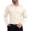 COOFANDY Mens Stretch Dress Shirts Muscle Fit Wrinkle Free Long Sleeve Button Down Shirt Business Casual Shirts(Light Beige)