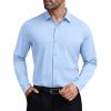 COOFANDY Mens Stretch Dress Shirts Muscle Fit Wrinkle Free Long Sleeve Button Down Shirt Business Casual Shirts(Light Blue)