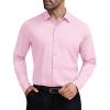 COOFANDY Mens Stretch Dress Shirts Muscle Fit Wrinkle Free Long Sleeve Button Down Shirt Business Casual Shirts(Light Pink)
