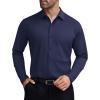COOFANDY Mens Stretch Dress Shirts Muscle Fit Wrinkle Free Long Sleeve Button Down Shirt Business Casual Shirts(Navy Blue)