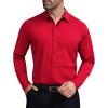 COOFANDY Mens Stretch Dress Shirts Muscle Fit Wrinkle Free Long Sleeve Button Down Shirt Business Casual Shirts(Red)