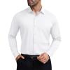 COOFANDY Mens Stretch Dress Shirts Muscle Fit Wrinkle Free Long Sleeve Button Down Shirt Business Casual Shirts(White)