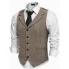COOFANDY Men’s Suit Vests Slim Fit Waistcoat Notch Lapel Casual Formal Vest(Brown)