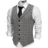 COOFANDY Men’s Suit Vests Slim Fit Waistcoat Notch Lapel Casual Formal Vest(Checkered – Gray)