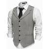 COOFANDY Men’s Suit Vests Slim Fit Waistcoat Notch Lapel Casual Formal Vest(Gray)