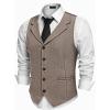 COOFANDY Men’s Suit Vests Slim Fit Waistcoat Notch Lapel Casual Formal Vest(Khaki)
