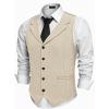 COOFANDY Men’s Suit Vests Slim Fit Waistcoat Notch Lapel Casual Formal Vest(Light Khaki)