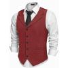 COOFANDY Men’s Suit Vests Slim Fit Waistcoat Notch Lapel Casual Formal Vest(Red)