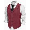 COOFANDY Men’s Suit Vests Slim Fit Waistcoat Notch Lapel Casual Formal Vest(Wine Red)