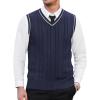 COOFANDY Men’s Sweater Vest V Neck Slim Fit Casual Sleeveless Twisted Knitted Pullover Sweater(Navy Blue)