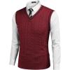 COOFANDY Men’s Sweater Vest V Neck Slim Fit Casual Sleeveless Twisted Knitted Pullover Sweater(Wine Red)