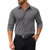 COOFANDY Mens Tech Dress Shirts Long Sleeve Poplin Formal Shirt Casual Button Down Shirts(Dark Grey)
