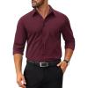 COOFANDY Mens Tech Dress Shirts Long Sleeve Poplin Formal Shirt Casual Button Down Shirts(Deep Red)