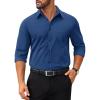 COOFANDY Mens Tech Dress Shirts Long Sleeve Poplin Formal Shirt Casual Button Down Shirts(Navy)