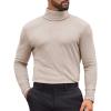 COOFANDY Mens Turtleneck Shirts Slim Fit Shirt Tops Lightweight Pullover Thermal Sweater Casual Long Sleeve Shirt(Almond)