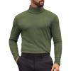COOFANDY Mens Turtleneck Shirts Slim Fit Shirt Tops Lightweight Pullover Thermal Sweater Casual Long Sleeve Shirt(Army Green)