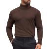 COOFANDY Mens Turtleneck Shirts Slim Fit Shirt Tops Lightweight Pullover Thermal Sweater Casual Long Sleeve Shirt(Dark Brown)