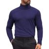 COOFANDY Mens Turtleneck Shirts Slim Fit Shirt Tops Lightweight Pullover Thermal Sweater Casual Long Sleeve Shirt(Dark Navy)