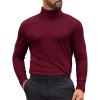 COOFANDY Mens Turtleneck Shirts Slim Fit Shirt Tops Lightweight Pullover Thermal Sweater Casual Long Sleeve Shirt(Dark Red)
