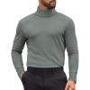 COOFANDY Mens Turtleneck Shirts Slim Fit Shirt Tops Lightweight Pullover Thermal Sweater Casual Long Sleeve Shirt(Gray Green)