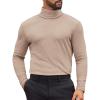 COOFANDY Mens Turtleneck Shirts Slim Fit Shirt Tops Lightweight Pullover Thermal Sweater Casual Long Sleeve Shirt(Khaki)
