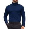 COOFANDY Mens Turtleneck Shirts Slim Fit Shirt Tops Lightweight Pullover Thermal Sweater Casual Long Sleeve Shirt(Navy Blue)