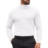 COOFANDY Mens Turtleneck Shirts Slim Fit Shirt Tops Lightweight Pullover Thermal Sweater Casual Long Sleeve Shirt(White)
