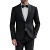 COOFANDY Mens Tuxedo Suit Set Slim Fit 2 Piece Dress Suit Shawl Lapel Tuxedo Jacket Pants for Wedding Dinner Prom Party(Black)