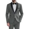COOFANDY Mens Tuxedo Suit Set Slim Fit 2 Piece Dress Suit Shawl Lapel Tuxedo Jacket Pants for Wedding Dinner Prom Party(Dark Grey)