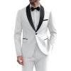 COOFANDY Mens Tuxedo Suit Set Slim Fit 2 Piece Dress Suit Shawl Lapel Tuxedo Jacket Pants for Wedding Dinner Prom Party(White)