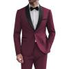 COOFANDY Mens Tuxedo Suit Set Slim Fit 2 Piece Dress Suit Shawl Lapel Tuxedo Jacket Pants for Wedding Dinner Prom Party(Wine Red)