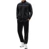 COOFANDY Mens Velour Tracksuits 2 Piece Set Outfits Zip Up Sweatsuits Velvet Jacket Pants Set(Black)